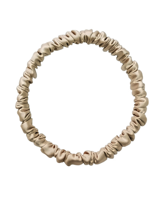 Siluxe silk scrunchie Medium in Gold, product view on white
