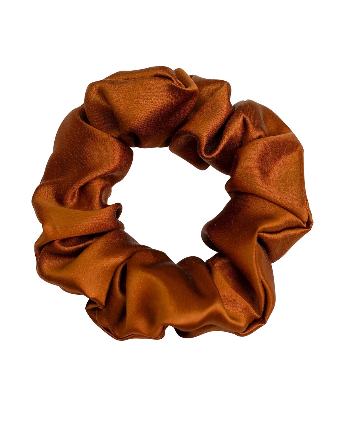 Siluxe silk scrunchie Large in Bronze, product view on white
