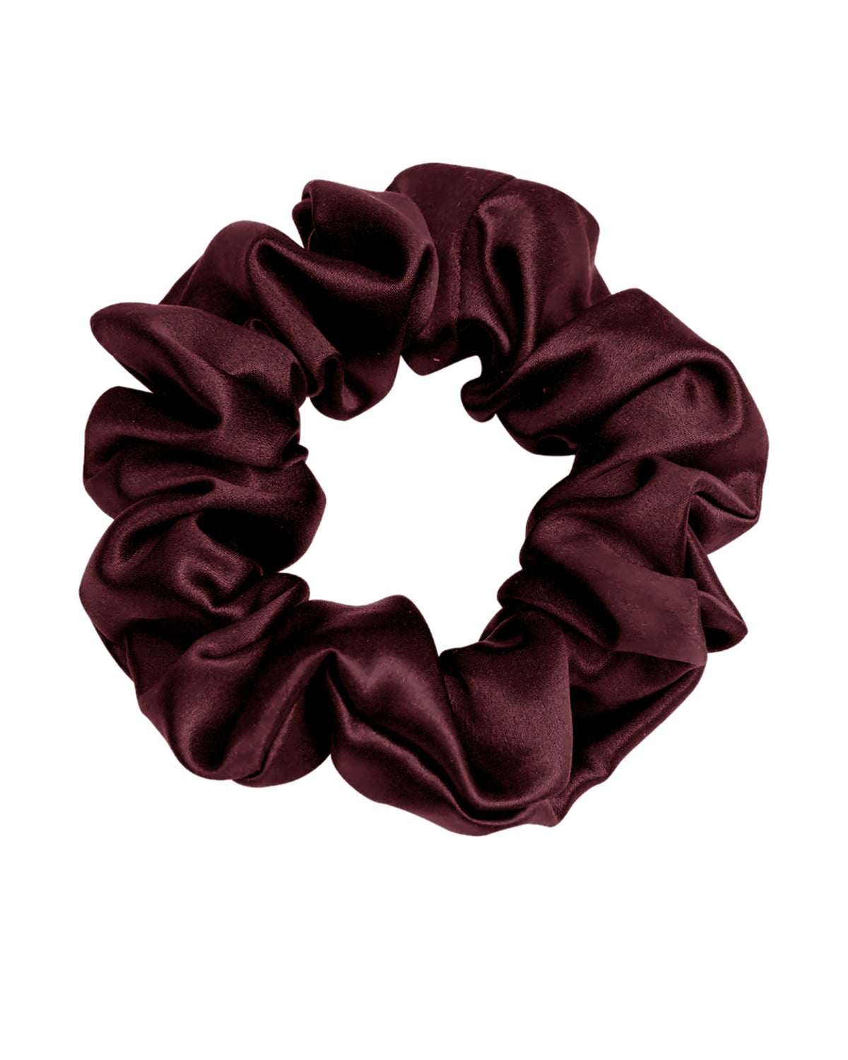 Siluxe silk scrunchie Large in Burgundy, product view on white