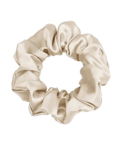 Siluxe silk scrunchie Large in Gold, product view on white