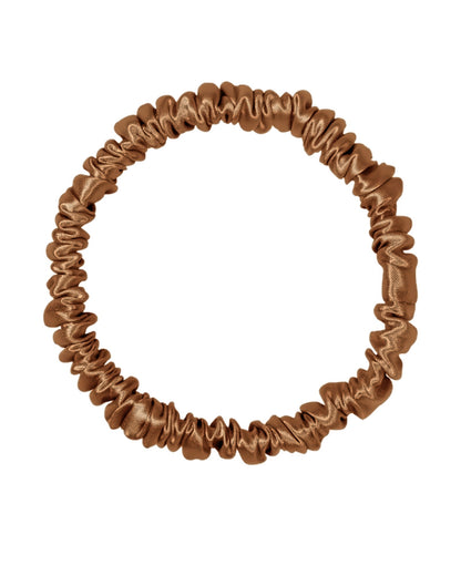 Siluxe silk scrunchie Medium in Bronze, product view on white