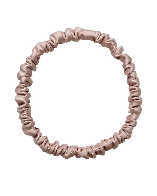 Siluxe silk scrunchie Medium in Rose gold, product view on white