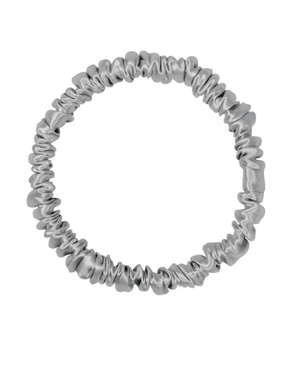 Siluxe silk scrunchie Medium in Silver, product view on white