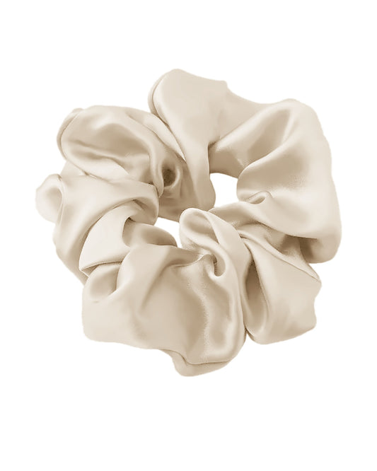 Siluxe silk scrunchie XL in Gold, product view on white